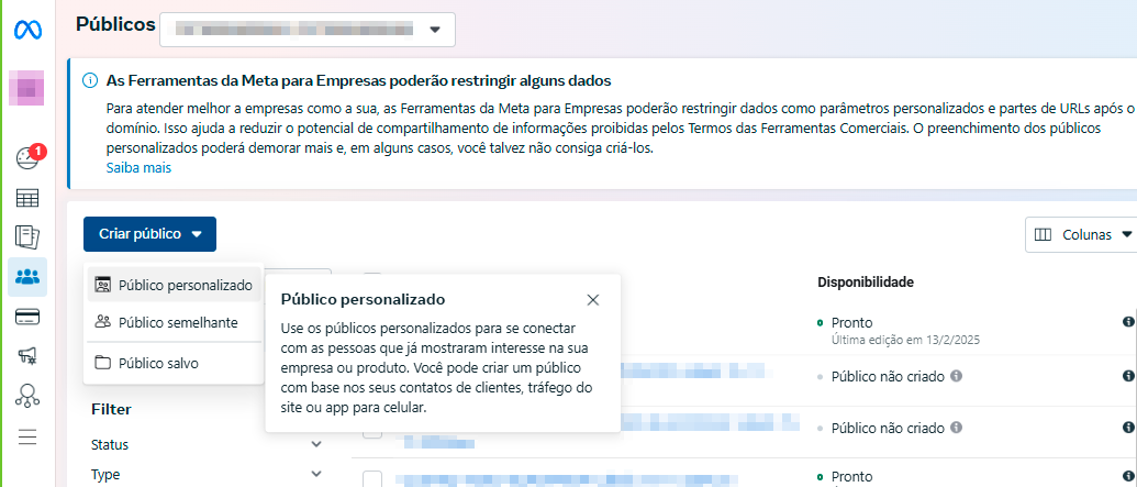 Meta Ads - Criação de Público Personalizado